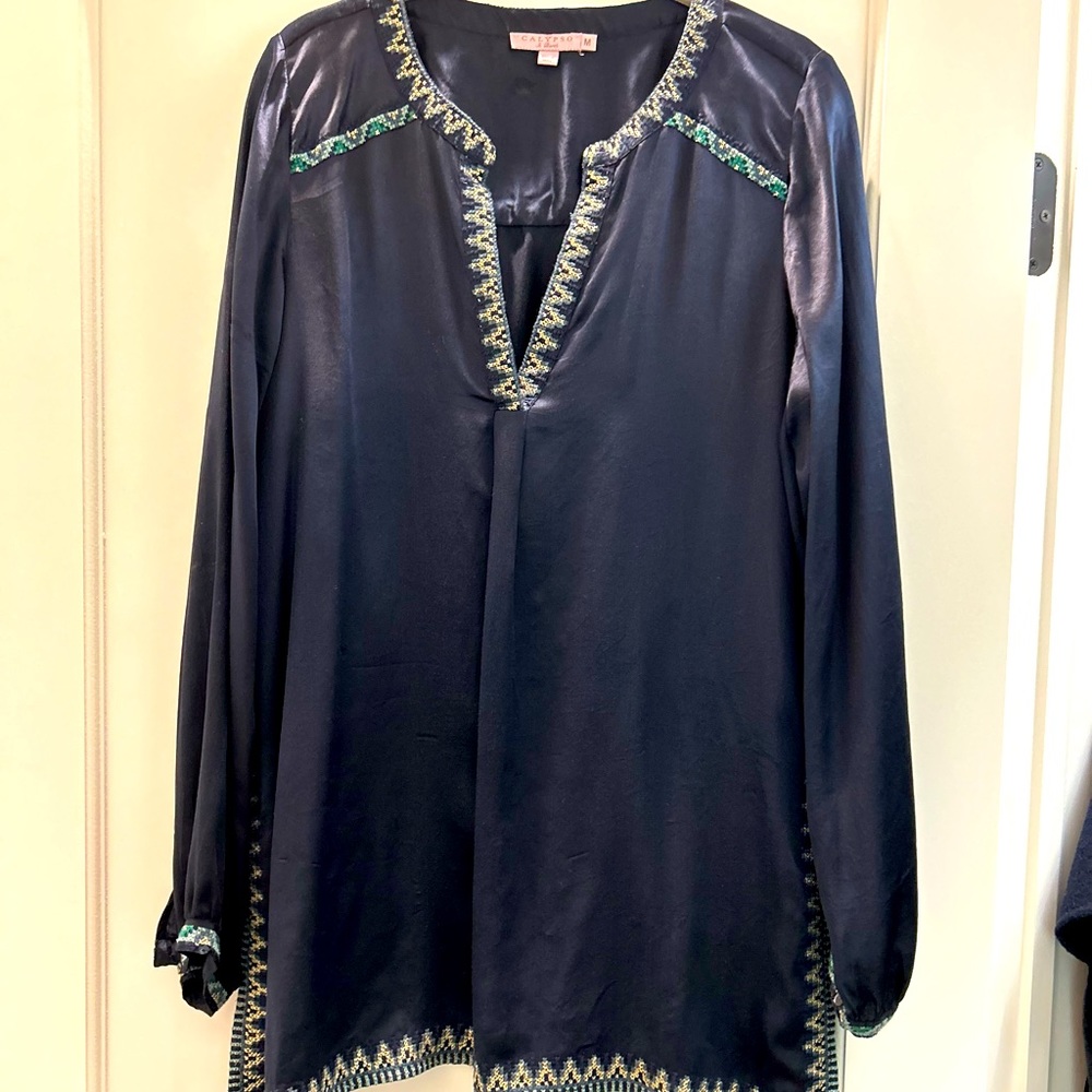 Calypso St Barth silk navy tunic